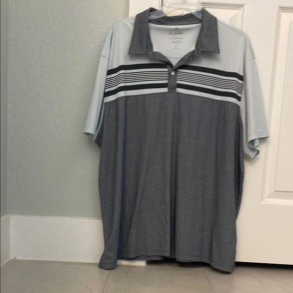 Men's Dark Blue and Light Blue Polo Shirt - Picture 1 of 5